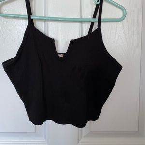 Spaghetti strap tank top with small v-cutout